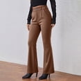 thumbnail image 6 of VBVC Women's Double Button Flare Leg Pants, High Waist Slim Fit Business Trousers For Women, Ladies' Office Work Bell Bottom Pants with Pockets,Coffee,XXS-2XL, 6 of 10