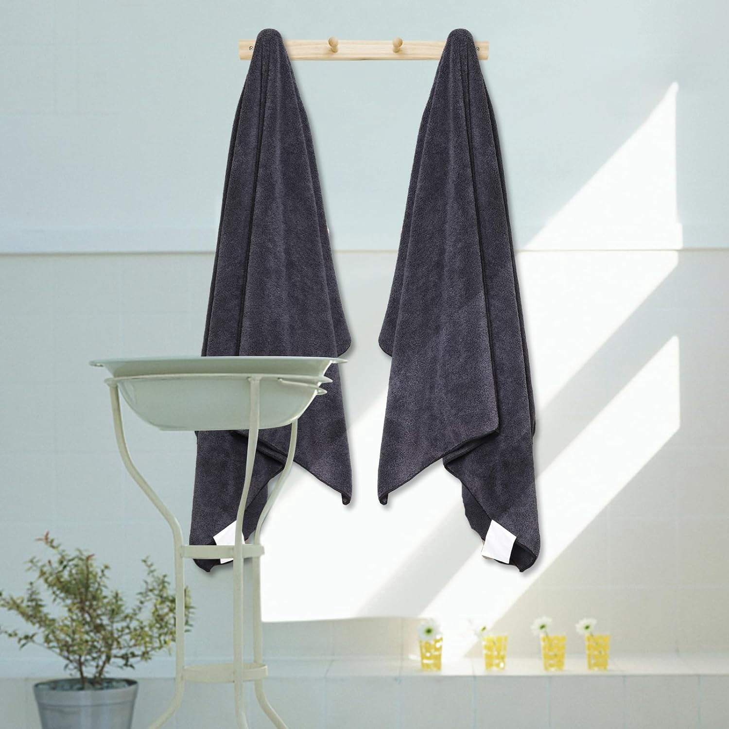 SEISSO Bath Towel Sets, Dark Gray