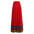 thumbnail image 4 of Aislor Women's High Waist Colorful Stripe Hem Skirt Embroidered Ballroom Dance Folk Dancing Clothing Red 87cm 4XL, 4 of 7