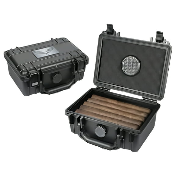 Guardsman Travel Black Cigar Humidor Capacity 10-15 Cigars
