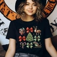 thumbnail image 3 of Christmas Icons Shirt | Cute Tree Reindeer Bow Gift Graphic Tee for Seasonal Fans, Light Pink, Size 2XL, 3 of 6