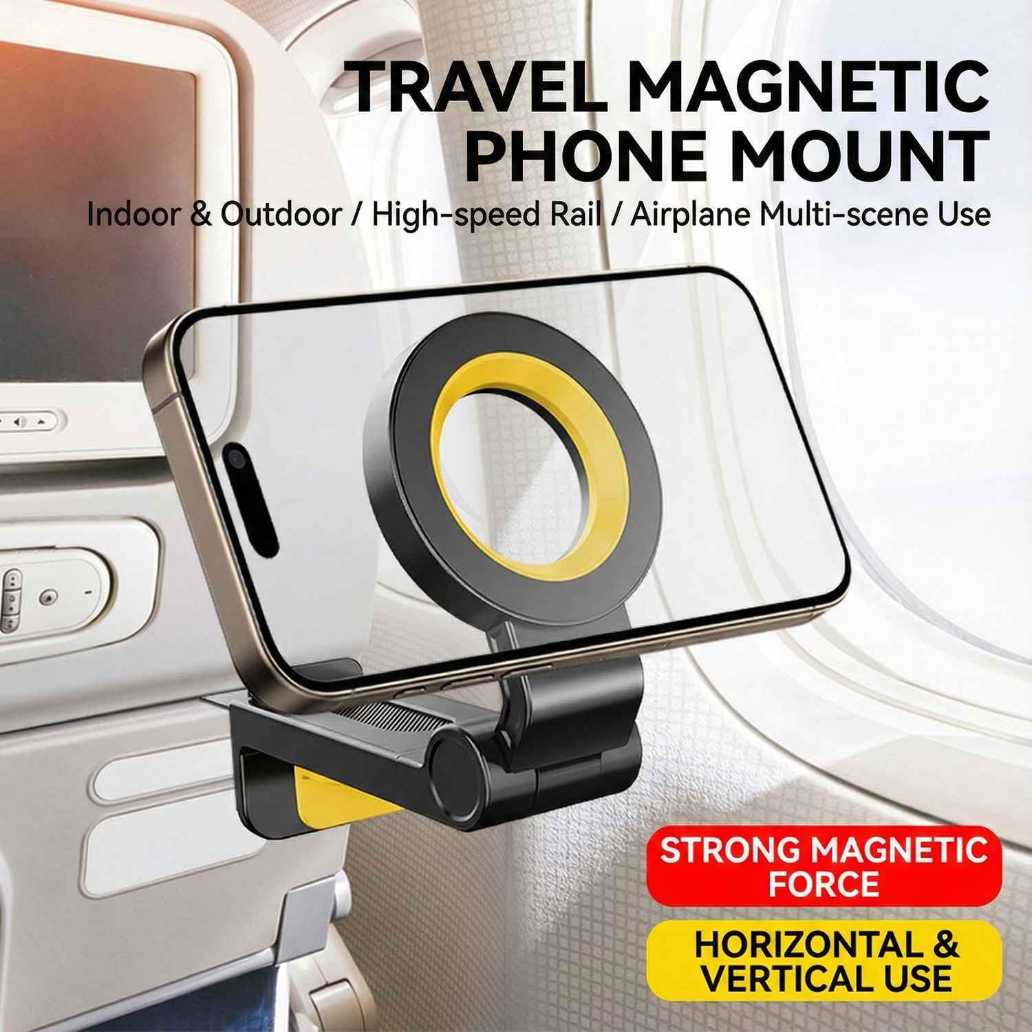 Magnetic Airplane Phone Holder for Magsafe, Phone Mount Compatible with iPhone 17 Air 16 15 14 Plus 13 12 Pro Max Mini Magsafe Case, Travel Essentials Must Have Accessories for Flying