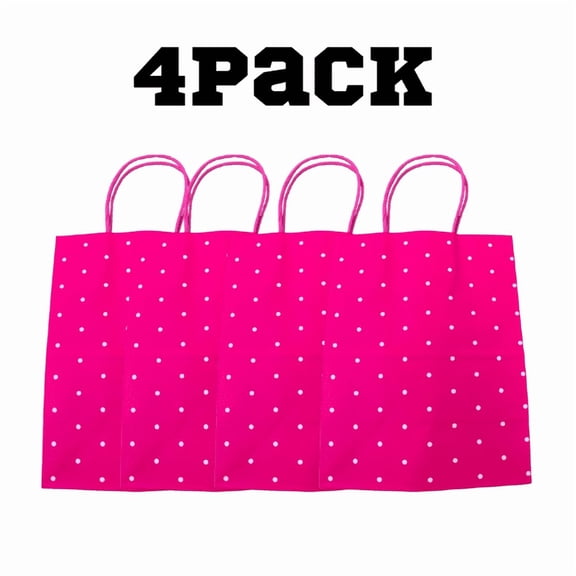 Small Pink Gift Bags 4 Pack Party Favor Bags for Birthday Baby Shower