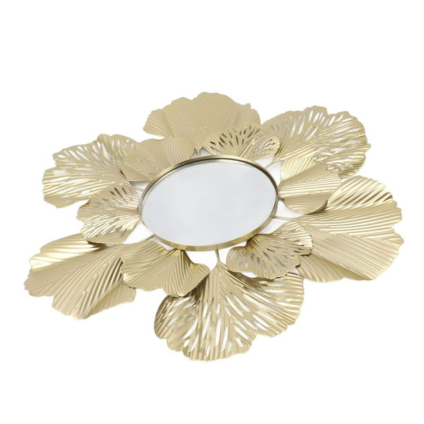 Espejo De Pared Decorativo, Espejos Montados En La Pared De Hoja De Ginkgo, Arte Decorativo Moderno De Hierro Moderno Para Dormitorio, Sala De Estar, Oficina, Salón, Fácil De