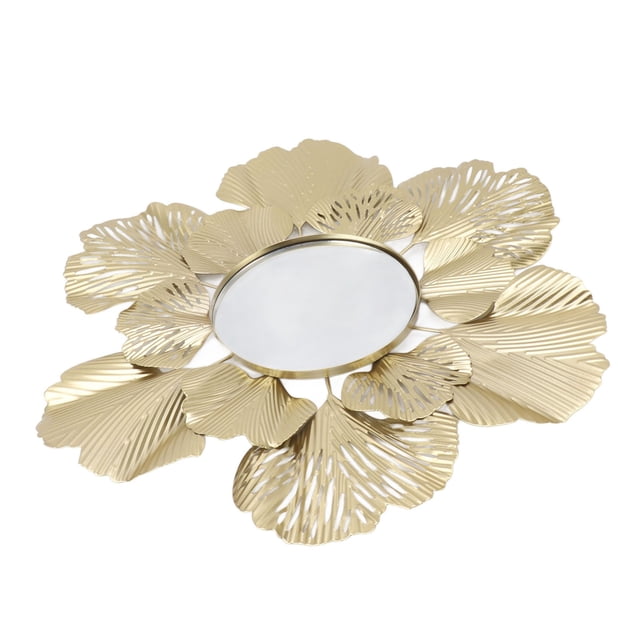 Espejo De Pared Decorativo, Espejos Montados En La Pared De Hoja De Ginkgo, Arte Decorativo Moderno De Hierro Moderno Para Dormitorio, Sala De Estar, Oficina, Salón, Fácil De
