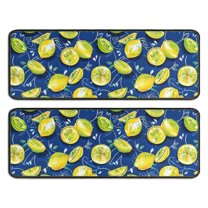 Kitchen Rugs Sets Of 2,Yellow Lemon Fruit Slices Blue Pattern Anti Fatigue Kitchen Mat Rugs Non Slip Washable,Decorative Kitchen Floor Mats for Kitchen,Sink,Laundry,17"x47" 17"x47"