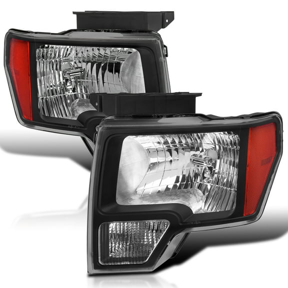 Spec-D Tuning Black Headlights Compatible with 2009-2014 Ford F-150, Left   Right Pair Headlamps Assembly