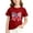 E338-Red, variant on Girls Fashion Independence Day Print Short Sleeve T Shirt, Casual Crewneck Summer Soft Top for 3-15 Years