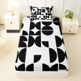 thumbnail image 4 of Manfei Mid-Century Geometric Twin Sheets, Black Semicircle Bedding, Black White, Black Reversible 3-Piece1 Flat Sheet + 1 Fitted Sheet + 1 Pillowcase, 4 of 6