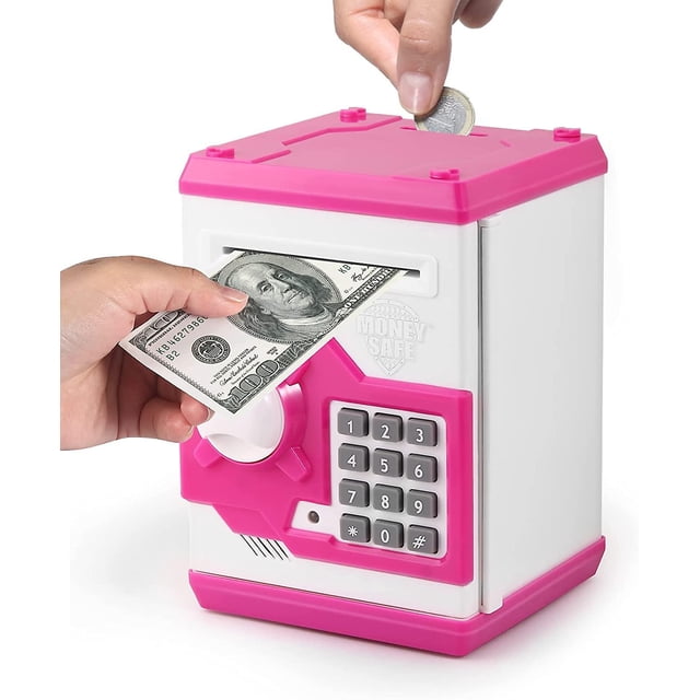 Alcancía para niños y niñas, banco electrónico de monedas con protección de contraseña, cajero automático, banco de ahorro, papel, dinero, pergamino, ahorro, moneda, ahorro, lata, juguetes, Gi