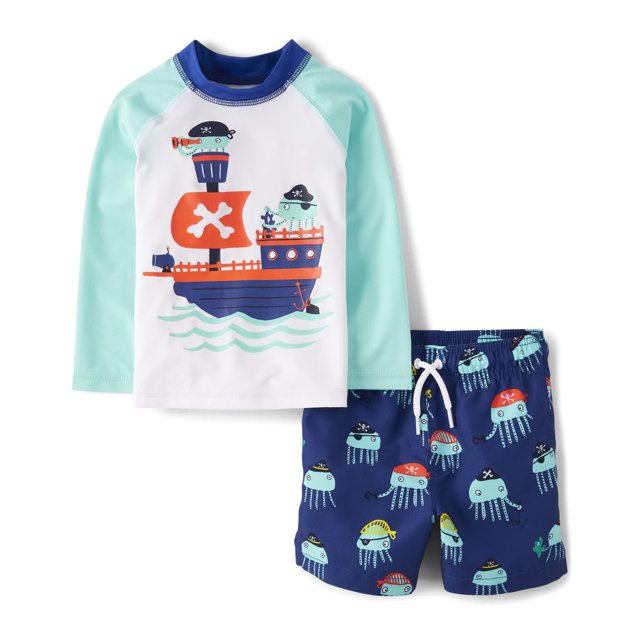 Traje de baño The Children's Place para niños pequeños, juego de 2 piezas, 4 unidades