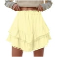 thumbnail image 2 of larppty Flowy Shorts For Women Casual Boho Ruffle Tiered Skorts High Waist Mini Skirts Tennis Crochet Shorts（Yellow， XL）, 2 of 4