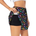 thumbnail image 3 of Lsque Colorful Excavator Printed Women's Running Shorts with Liner Pockets,Elastic Quick Dry Workout Athletic Gym Yoga Shorts,Womens High Waist Shorts-XX-Large, 3 of 9
