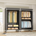 thumbnail image 3 of Heavy Duty Portable Closet with Cover, Rolling Garment Rack on Wheels (450 Lbs Load), Extra Tall 80.5" Metal Clothing Rack Wardrobe for Long Dresses, Dark Gray, 3 of 6