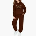 thumbnail image 1 of Conjunto de sudadera con capucha de manga larga para niños con estampado invernal y pantalones deportivos con lazo en las piernas, deportivo informal con forro polar para mayor calidez, conjunto de do, 1 of 5