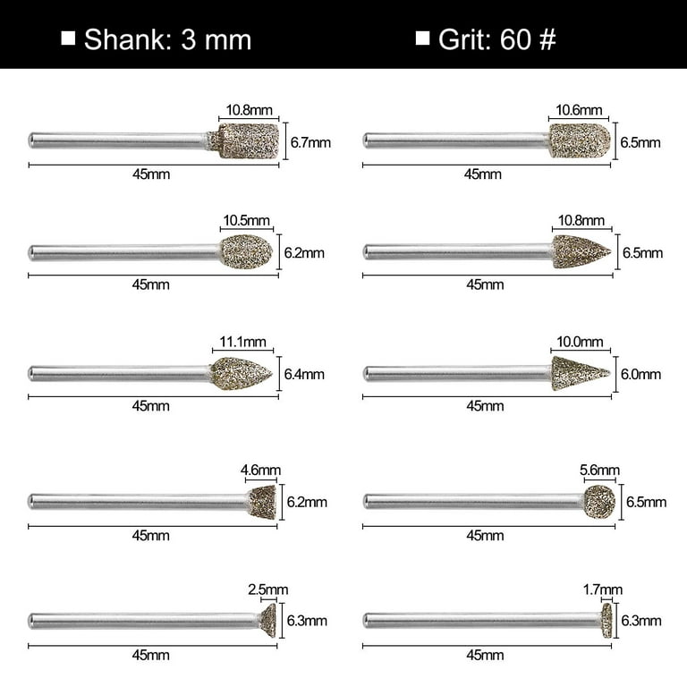 Diamond Burr Set Drill Bits Mini Drill For Dremel Rotary Tool Accessories  20pcs