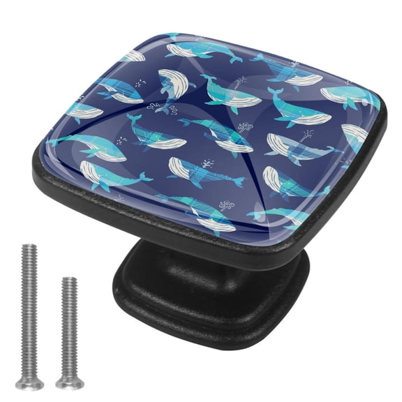 4 Pcs Cabinet Handle Drawer Pulls Whale Knobs with Screws Square Furniture Office Cabinet Knob Decoration