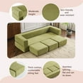 thumbnail image 5 of Ebern Designs Convertible Sectional Sofa with 3 Footrests, High Rebound Foam Bed, Space Saving Chenille Floor Sofa for Studio Apartments and Home Offices (Green), 5 of 11