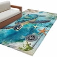 thumbnail image 2 of Turquoise Turtle Runner Rug 2.7x5 FT, Non Slip Entryway Carpet, Farmhouse Coastal Starfish Seaweeds Washable Soft Floor Carpet Entrance Mat Non-Shedding Throw Rug for Hallway Laundry Room Bedside, 2 of 9