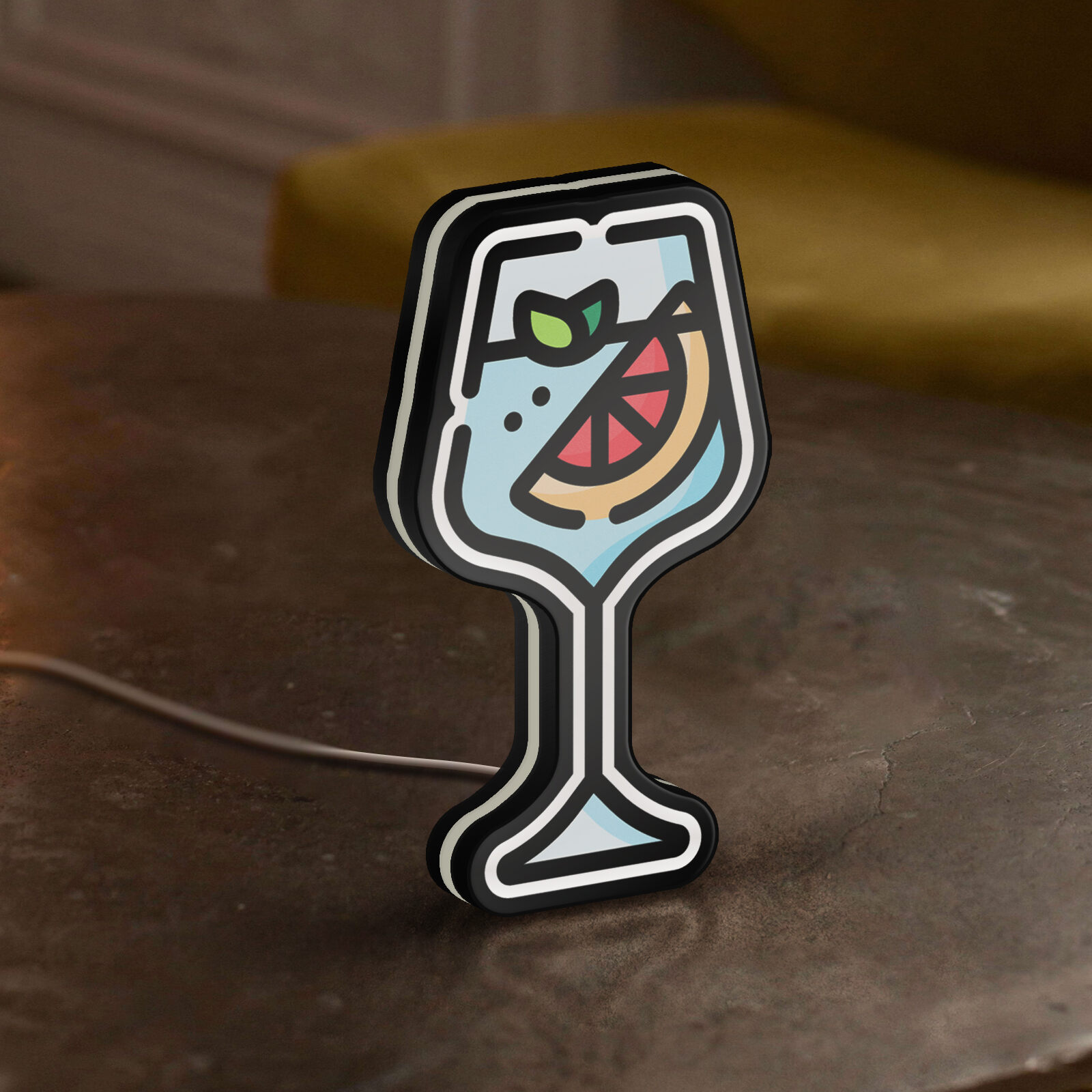Bar Gin Tonic 3D Novelty Light Box, Pub and Cocktail Lamp Decor for Drink Lovers and Nightlife Enthusiasts (Width 24 inch, 60cm)