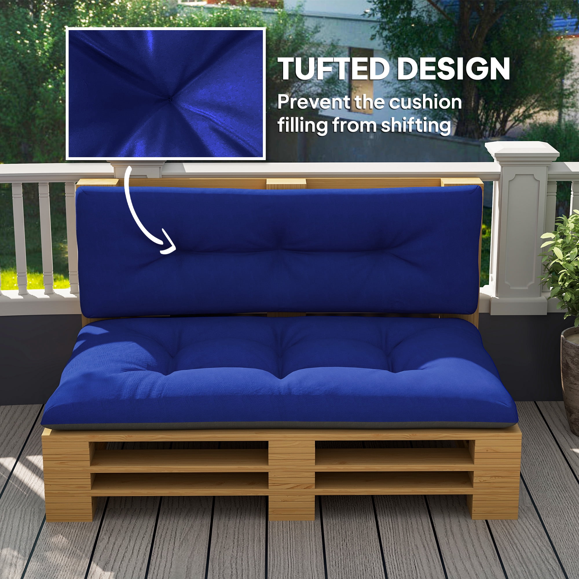 Alvantor 47"Patio Cushions 2 Seater Pallet Cushions 3.9" Bench Cushion for Garden, Patio,Navy Blue