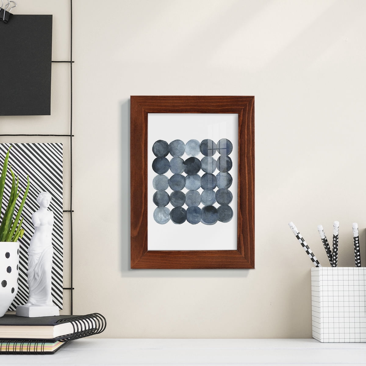 Blue Grey Density I -Framed Print w/glass-Chestnut
