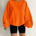 thumbnail image 2 of kamemir Comfort Hoodies for Anxiety Womens Sweatshirt Casual Long Sleeve Crewneck Lightweight Pullover Tops Loose Sweatshirts(Orange,XL), 2 of 6