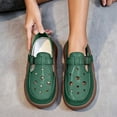 thumbnail image 2 of Abomasnow Womens PU Perforated Adjustable Metal Buckle Sole Slip‑On Clog Loafer Shoes Casual Lightweight Summer Beach Vacation Shoes, 2 of 8
