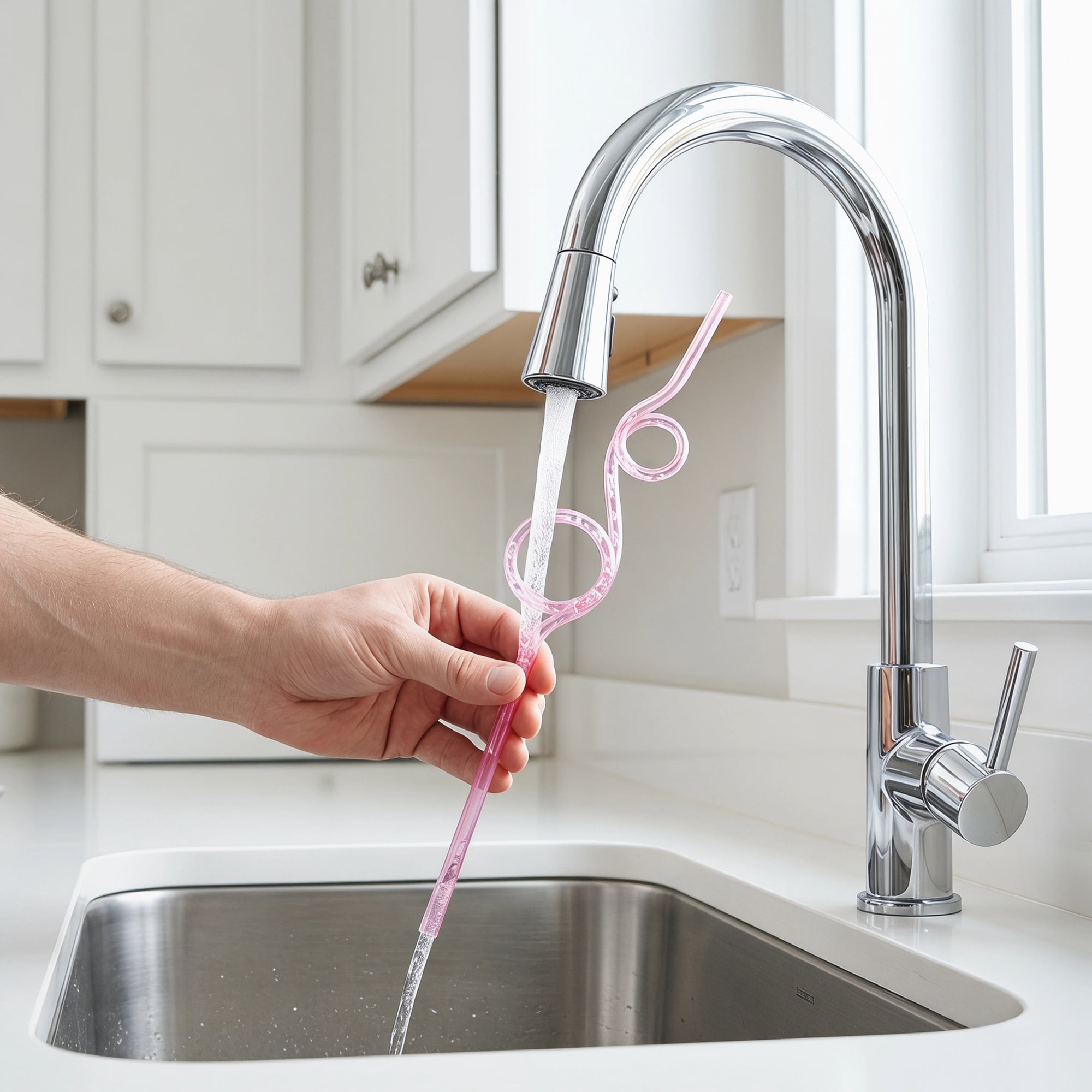 Unique Bargains 12Pcs Plastic Solid Color Long Drinking Straws Light Pink