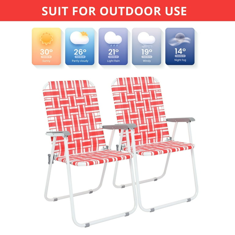 Zimtown Foldable Lawn Chair Set, Portable Patio Camping, Red