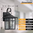 thumbnail image 6 of Maxax 2 Pack Dusk to Dawn Outdoor Wall Lights, Exterior Light Fixtures Wall Mount with Ripple Glass, Waterproof Black Porch Lights, Outside Wall Lantern for Entryway, Garage, Patio, 6 of 9