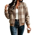 thumbnail image 4 of Xijirk Women Plaid Bomber Jacket Zip Up Long Sleeve Ribbed Trim Outerwear for Spring Fall Casual Daily Street Wear, 4 of 6