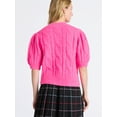 thumbnail image 3 of Free Assembly Women's and Women's Plus Cable Cardigan with Short Puff Sleeves, Sizes XS-4X, 3 of 5