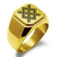 thumbnail image 1 of Stainless Steel Gungnir Rune Viking Norse Engraved Square Flat Top Biker Style Polished Signet Ring, 1 of 1