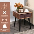 thumbnail image 4 of Costway Set of 2 Mid-Century Accent Bedside Table W/ Drawer Rustic Brown, 4 of 11