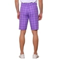 thumbnail image 3 of INSPIRE CHIC Men's Shorts Plaid Golf Color Block Flat Front Formal Check Shorts 30 Purple, 3 of 5