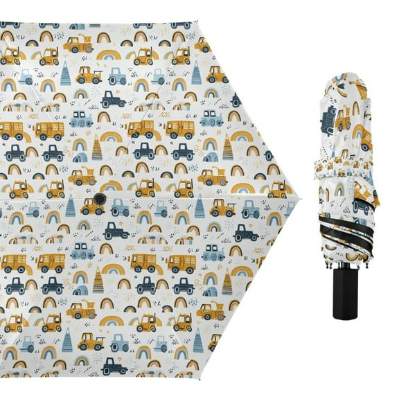 Car Bus Truck Rainbow Compact Sun Umbrella Windproof Travel Umbrellas for Rain Strong Portable UV Protection