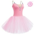 thumbnail image 2 of IBTOM CASTLE Ballet Dance Dress for Women Sleeveless Shiny Rhinestone Decorated Tulle Tutu Skirt Dancewear M Pink, 2 of 5