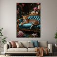 thumbnail image 6 of Mudket Framed Leopard on Blue Sofa Canvas Wall Art, Floral Leopard Print, Vintage Animal Wall Decor for Living Room Bedroom - 12"L x 8"W, 6 of 10