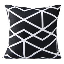NTBAY Microfiber Throw Pillow Cover Decorative Square Pillowcase Black and White Print Cushion Case for Couch Sofa Bed Chair, 18 x 18 inch