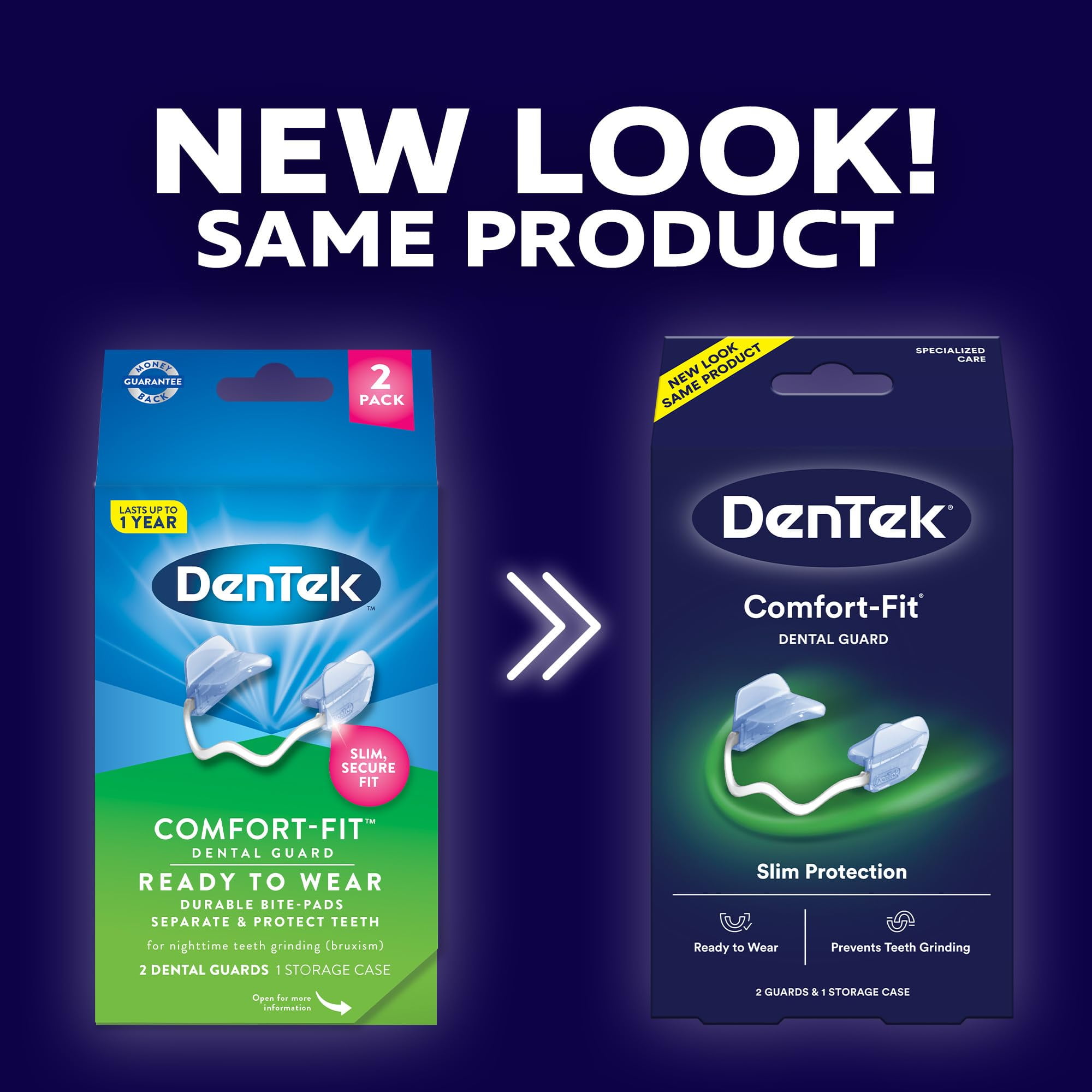 DenTek Comfort-Fit Dental Guard For Nighttime Teeth Grinding, Comfort-Fit Guard, 2 count(Pack of 1) C3