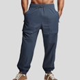 thumbnail image 5 of khonts Clearance,Men's Solid Color Elastic Waist Drawstring Casual Pants Loose Fit Outdoor Dry Fit Trousers Workout Lightweight Walking Joggers with Multiple Pockets GY2 XL, 5 of 6