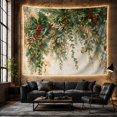 thumbnail image 6 of Lush Holly and Berry Garland Against Textured Off-White Background, Cozy Rustic for Botanical Lovers, Elegant Festive Wall Art, Christmas Gift Tapestry Wall Hanging for Living Room and Bedroom, 6 of 7