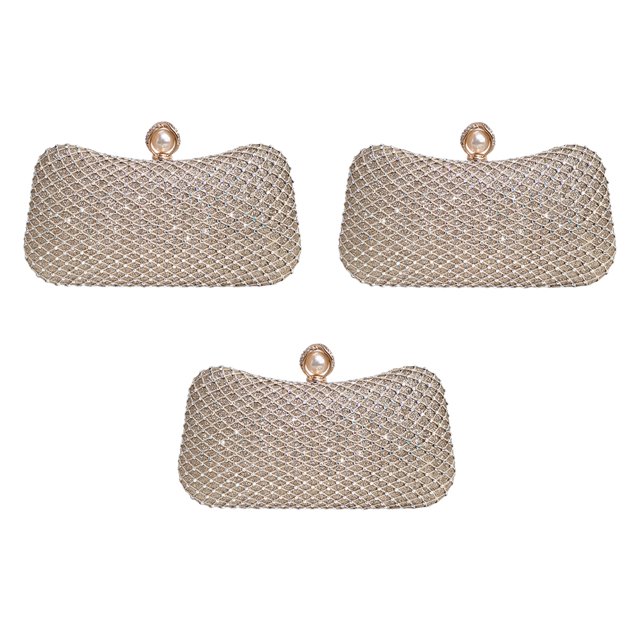 Bolso de mano con diamantes de imitación y cierre de cristal, utilizado para bolsos de noche en bodas y fiestas.