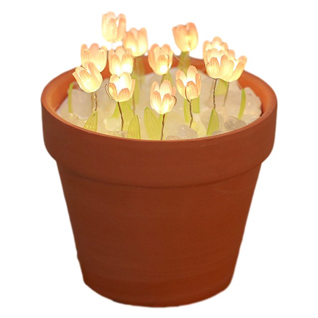 DIY tulipán en maceta luz de noche con pilas hecho a mano tulipanes lámpara de noche LED tulipán luz de noche maceta lámpara casa decoración regalos