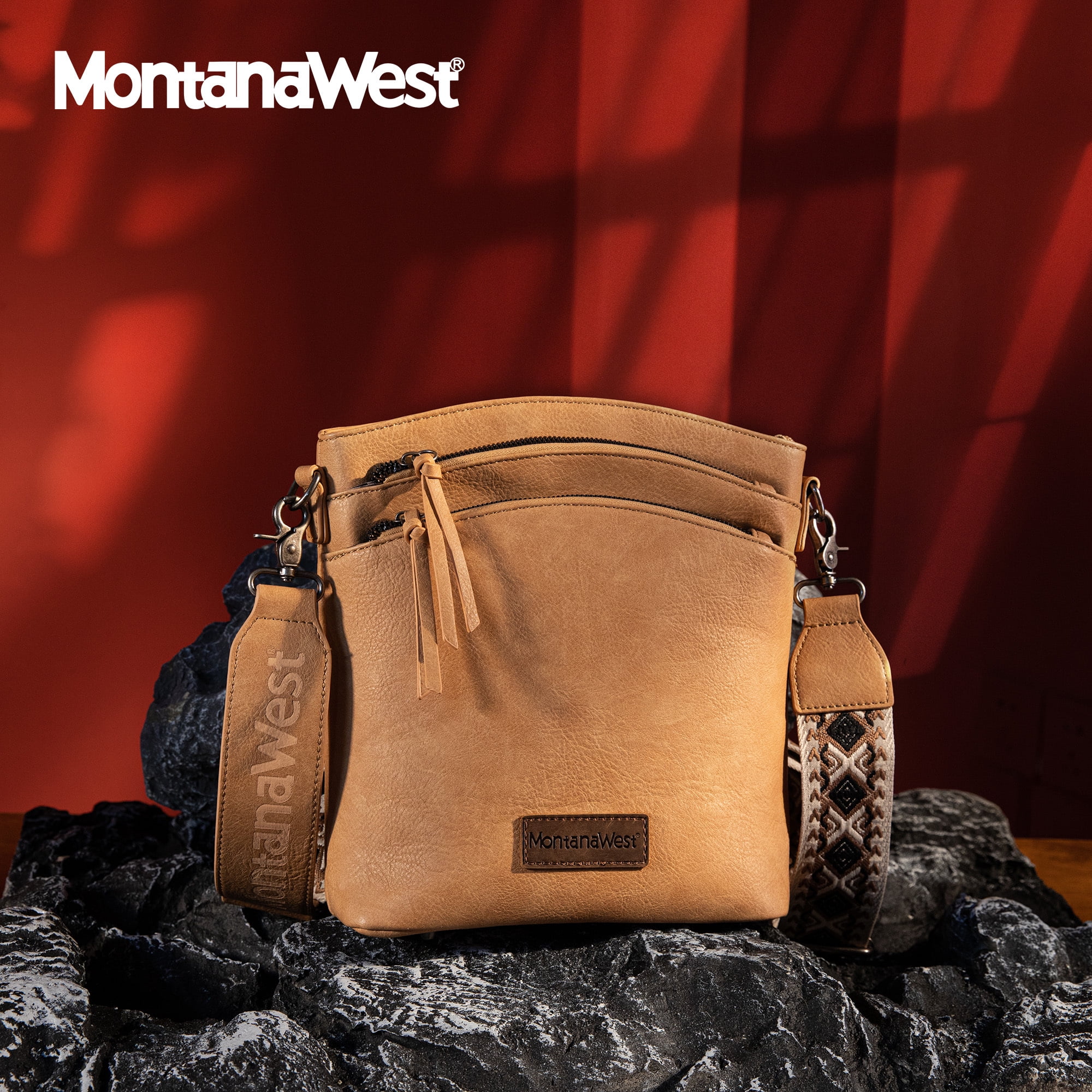 Montana West Crossbody Purses and Handbags for Women Double Compartments Cross Body Bag with Adjustable Strap, Khaki