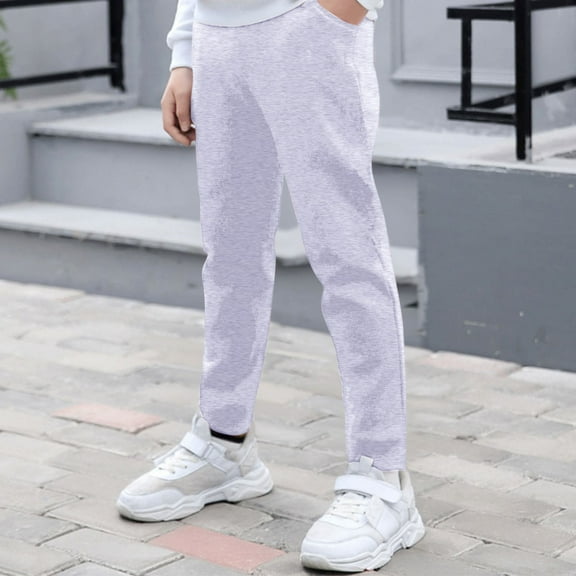 Fatuov Children's Elastic Waist Pants Casual Sports Thin Pants for Boy Girl Solid Color Straight Leg Long Pants