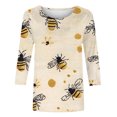 thumbnail image 6 of JTZGDY Fashion 3/4 Length Sleeve Crewneck T-Shirts for Women Cute Bee Printed Summer Tunic Tops Loose Oversized Graphic Holiday Gift Tees Blouse Yellow#05 XXXXL, 6 of 6