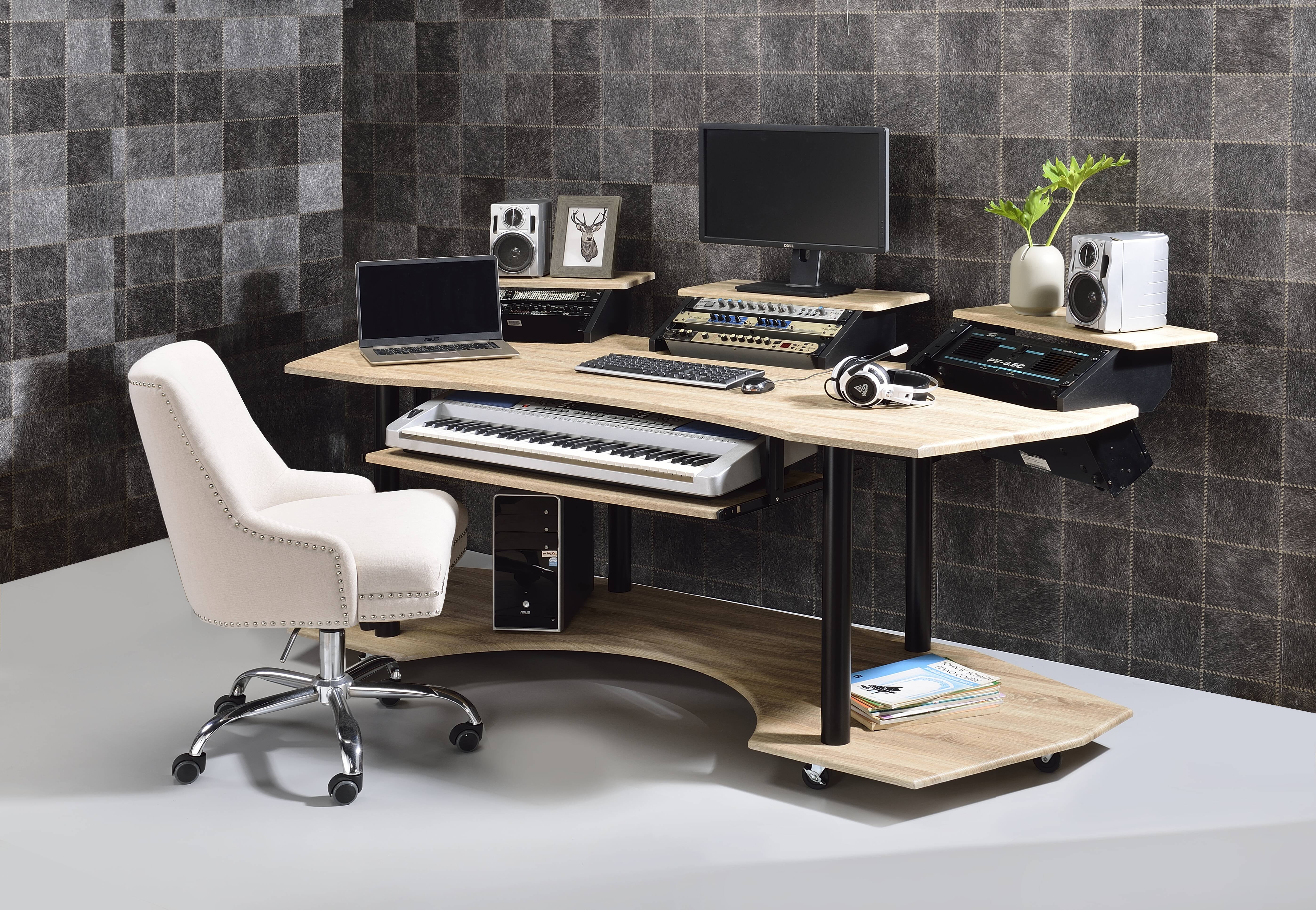 Eleazar Music Recording Studio Desk in Natural Oak 