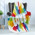 thumbnail image 4 of Pride Soft Flannel Fleece Throw Blanket, Love Burst with Little Colorful Hearts and Word LGBT Gay Lesbian Romance Theme, Cozy Plush for Indoor and Outdoor Use, 50" x 70", Multicolor, by Ambesonne, 4 of 5